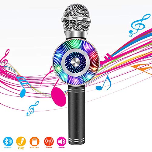 Wireless Bluetooth Karaoke Microphone,4 in 1 Portable Handheld Magic Sound Speaker for Company