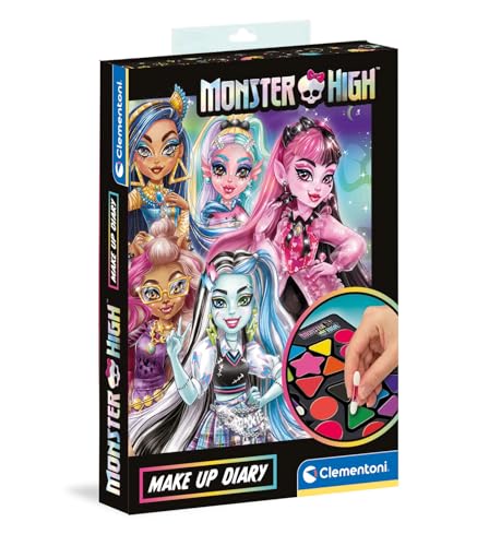 Clementoni - 18801 - Monster High: Make Up Diary - Trousse, Set Trucchi Bambina Sicuri E Anallergici, Set Cosmetici Bambine 6 Anni, Rossetti E Ombretti, Truccabimbi, Lavabile con Acqua, Made in Italy