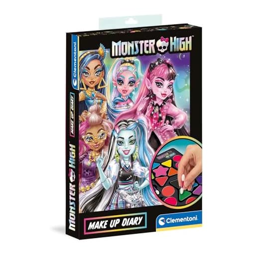 Clementoni Monster High Diary Kosmetikset - Kosmetik-Set sicher und hypoallergen - Lippenstift und Lidschatten mit Wasser waschbar - Make-up für Mädchen ab 6 Jahre 18801