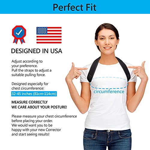 OMAX Posture Corrector for Men & Women, Upper Back Spine Brace Straightener Correction Support for Shoulder Neck Clavicle, Comfortable Adjustable, Fit Sizes For(32 to 45 Inches Chest Circumference