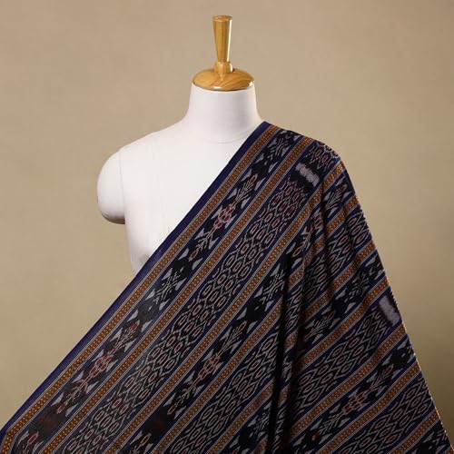 Image of Premium Sambalpuri Ikat Weave Pure Handloom Cotton Shirt Fabric - Authentic Odisha Traditional Tie-Dye Craft, Soft & Breathable Natural Cotton Material for Custom Tailoring, Casual & Formal Wear