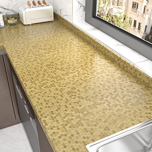 Papel de contacto de acero inoxidable dorado para renovar salpicaderos de cocina 4