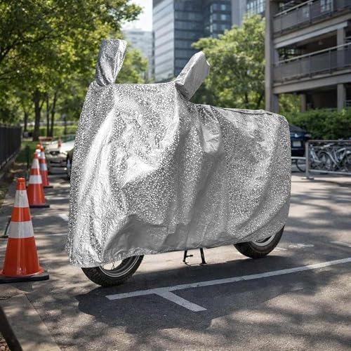 Image of Sulfar Bike Cover for Royal Enfield Himalayan 650 (Upcoming) (Adventure) | Waterproof, Dustproof & UV Protected | All Weather Two Wheeler Cover (Silver) New 2026 Variants