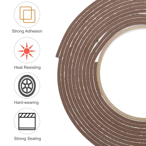 Image of uxcell 2pcs Rolls Single Sided Foam Tape Removeable EVA Sponge Mounting Tape Strong Adhesive Tape Strips(Brown, 13ft x 1 /4 inch x 1 /8 inch) for Home Paint Wall Hanging Poster Decor