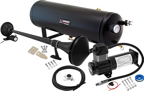 Vixen Horns - Kit de bocina de tren para camionescochessemi Completo sistema a bordo compresor de aire de 200 psi tanque de 3 galones 1 trompeta