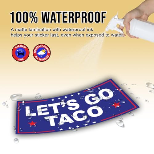 Image of Subtle Let's Go Taco Bumper Sticker Anti Funny Leftist Feminist Social Justice Human Rights Blue Vinyl Decal for Car Truck, Waterproof UV-Resistant 7.5x3.75in