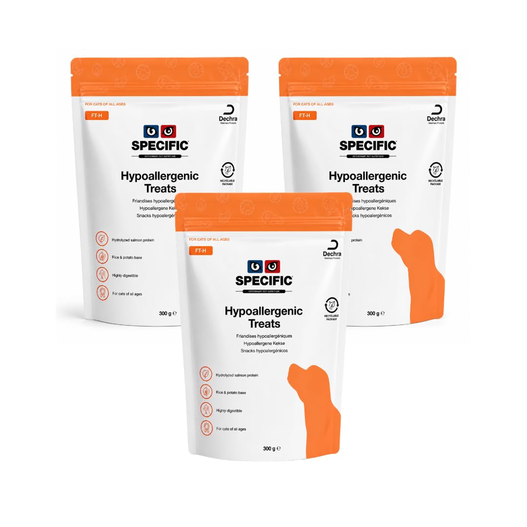 Specific CT-HY Hypoallergenic Treats | Pack de 3 | 3 x 300 g | Friandises pour Chiens souffrant de réactions Alimentaires | Récompense pour Chiens de Toutes Races et de Tout âge | avec Riz & Saumon