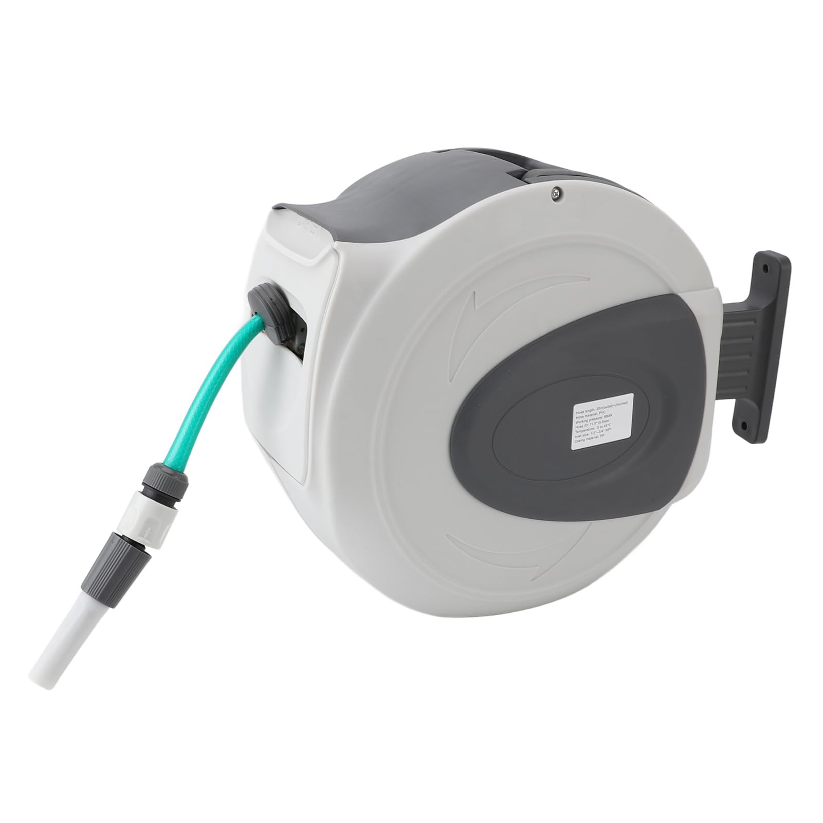 Avvolgitubo da Giardino Retrattile Comodo Riavvolgimento Automatico Blocco per Tutta la Lunghezza per Irrigazione da Giardinaggio All'aperto con Ugello