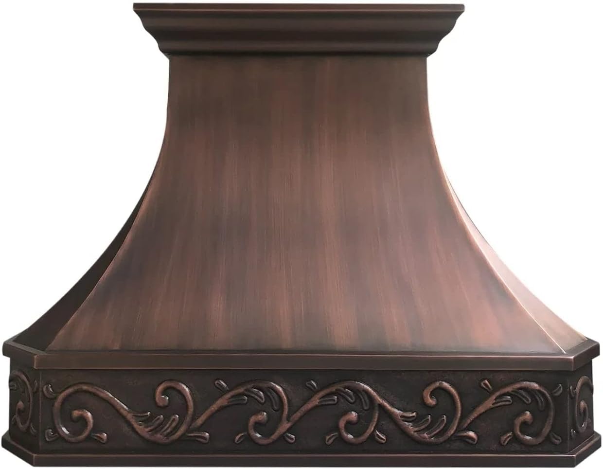 SINDA Wall Mount Copper Range Hood, Handmade by Craftsmen, SUS304 Copper Vent with LED Light, Baffle Filter, 30"W x 57"Hx 24"D, Antique-Smooth Texture, H3LBCW305724