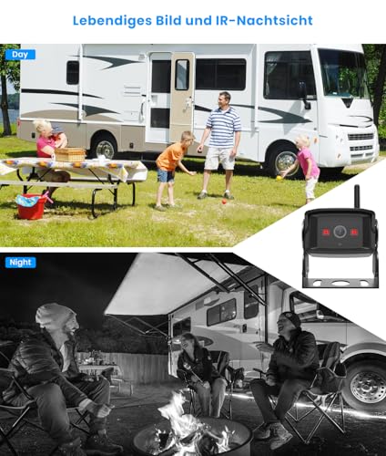 Auto-VOX W10 Kabellos Digital Rückfahrkamera Set mit 7‘’ Split-Screen Monitor,...