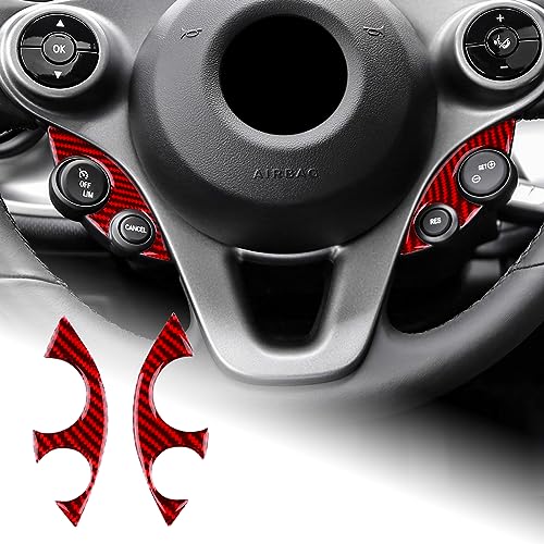 AIRSPEED スマート フォーツー フォーフォー 2016-2024専用 アクセサリー 内装 パーツ リアル カーボンファイバー製 ステアリングホイールボタントリムカバー ステッカー ドアインナーグラブハンドルカバー おしゃれ カスタム ドレスアップ