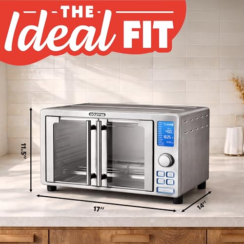 Gourmia Air Fryer French Door Toaster Oven - 6-Slice Capacity, LED Display with 14 Cooking Presets, Stainless Steel - Image 3
