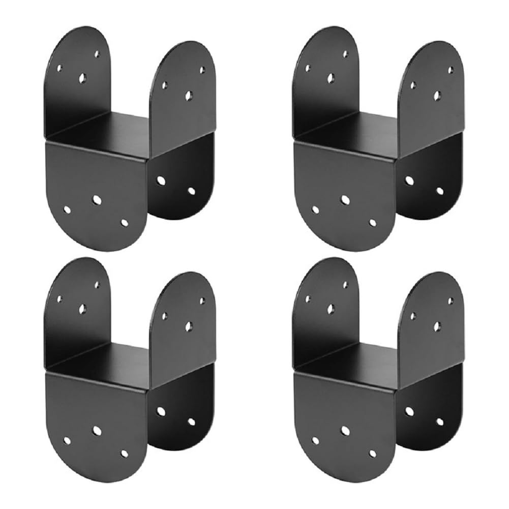 UDSKNV[KSL 4 Pcs 4x4Post Caps Bracket for Connecting Post to Beam,Black for Pergolas, Log Cabins,Truss Frames for Repairing and Reinforcing Joints, Post to Beam