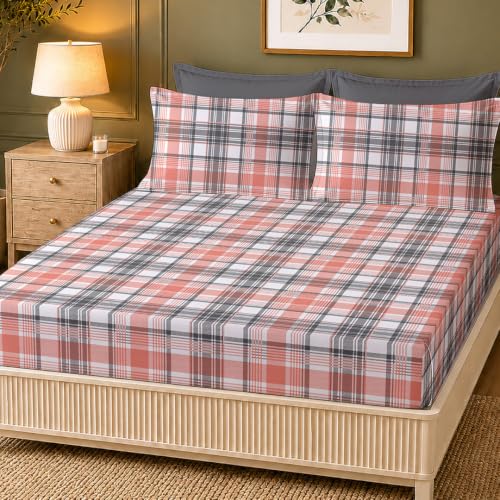 Image of LANE LINEN Symphony 100% Cotton 144TC King Bedsheet Set, 3 Piece, Printed