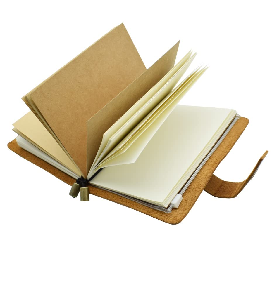 SePKUs Cuaderno de tapa hecho a mano, minicuaderno de viaje para tomar notas, cuaderno de notas, escuela de negocios, oficina, papelería Vintage (A)