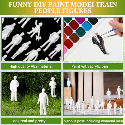 Image of Namalu 100 Pcs, 1: 100 Scale Scale White Unpainted Mini People Figures Miniature People for Model Trains Architectural Standing and Sitting Mini Diorama Figures for Architectural Project