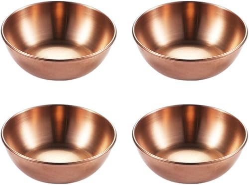 ABOOFAN 4 unidades de platos de salsa de oro rosa, recipientes para aperitivos, cuencos de salsa de soja, platos de condimentos con sabor a plato de