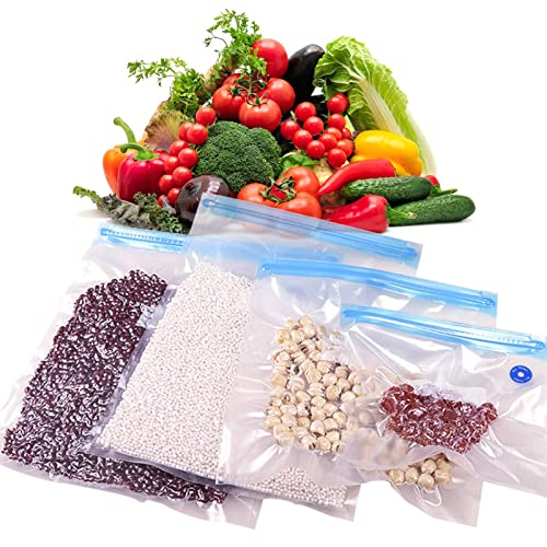 15 Vakuumbeutel Lebensmittel Wiederverwendbar, Sous Vide Beutel Vakuum, Vakuumversiegelte Bags Kit mit 4 Dichtungsklammern, Vakuumversiegelte Bags für Lebensmittelaufbewahrung und Vakuumgaren