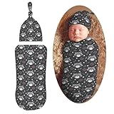 Muishi Cartoon Raccoon Newborn Swaddle Blankets Hat Sets Soft Baby Receiving Blanket Swaddle Sack for Baby Shower Infant Boy Girl Gift