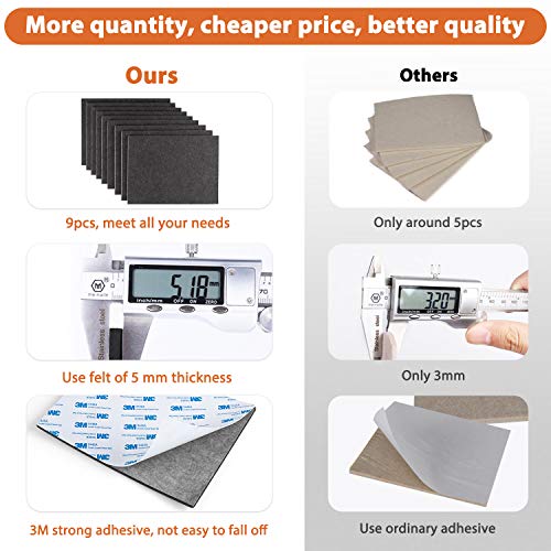 Furniture Pads 9 Pieces 8" X 6" X 1/5" Furniture Felt Pads Self Adhesive, Cuttable Felt Chair Pads, Anti Scratch Floor Protectors For Furniture Legs Hardwood Floor, Black #TOP1