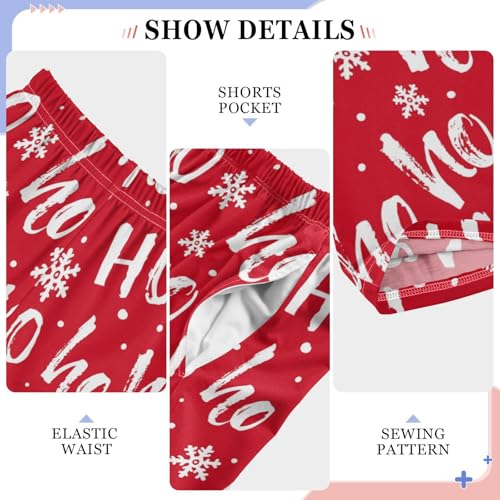 Ho Ho Ho Snowflake Boys Long Pants Soft Trousers Elastic Waist Kids Lounge Bottoms with Pockets S-XL4