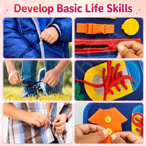Image of 12 in 1 Toddler Busy Binder Learning Educational Board for Kids Sensory Board Preschool Education Learning Fine Motor Skills Montessori Busy Board Educational Busy Book for Learning