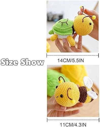 Miniatura 7 de gofidin Turtle Bee - Kit de ganchillo para principiantes, kit completo de animales de ganchillo para principiantes, expertos, adultos y niños,