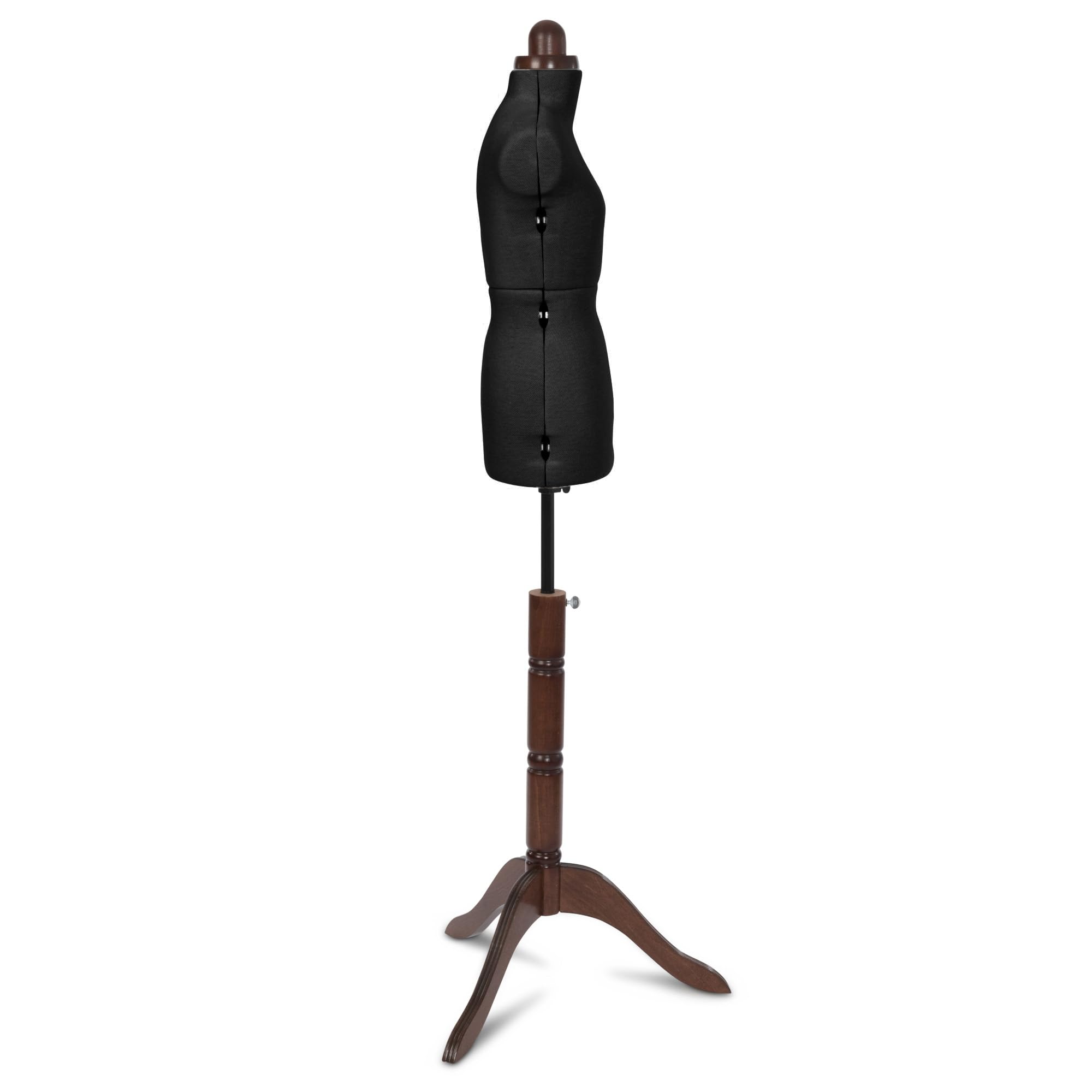 Lady Valet Schneiderbüste XS Schwarz – verstellbare Schneiderpuppe Größe 34–38 | Retro Design mit Holz-Dreifuß & 8-teiligem System