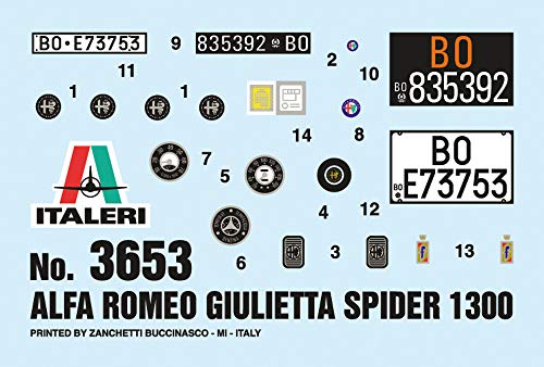 Italeri 1:24 Alfa Romeo Giulietta Spider Modelo Plástico miniatura 6