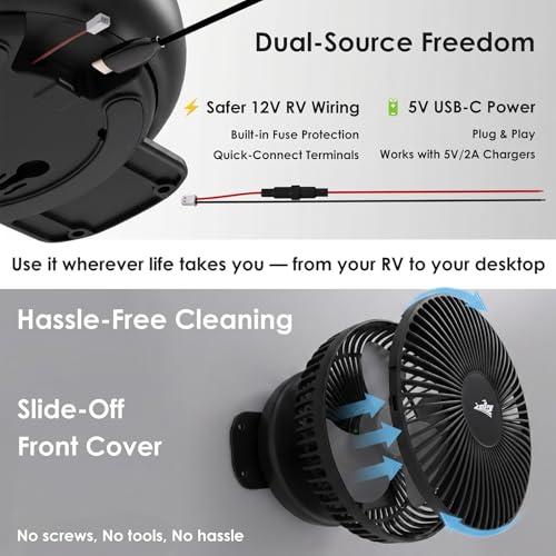 ZOIZ 12V RV Fan with USB-C