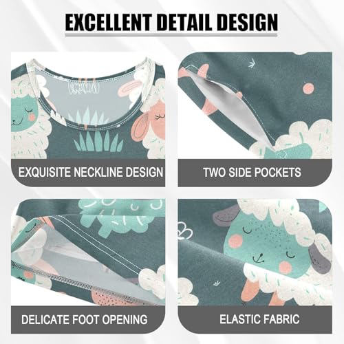 ALAZA Sheep Green Pajamas Short Sleeve 2 Piece Sleepwear Top and Bottom Pajama Set Unisex4