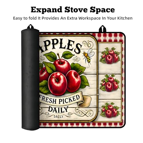 Image of Multi-Design Stove Cover for Glass /Electric Stoves - 3-in-1 Heat-Resistant Protector Mat, Non-Slip Drying Rack 28 inchx20 inch