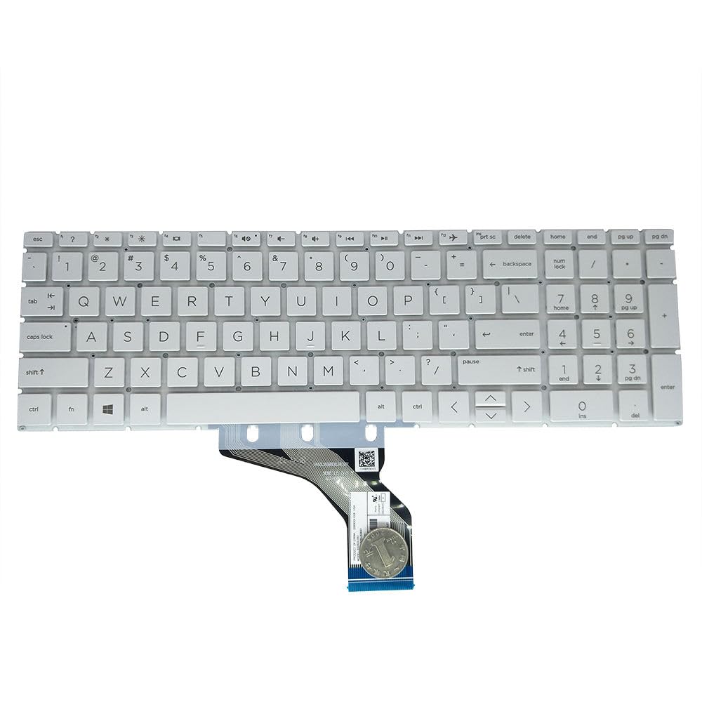 FORIDA Laptop Keyboard Compatible for HP Pavilion 15-DB 15-DK 15-DF 15-DW 15-DA1005DX 15-DA0002DX 15-DA000 15t-DA000 15t-DA100 15T-DK000 15-EC 15-CN 15-CS 15-CR 250 255 256 G7 (White)