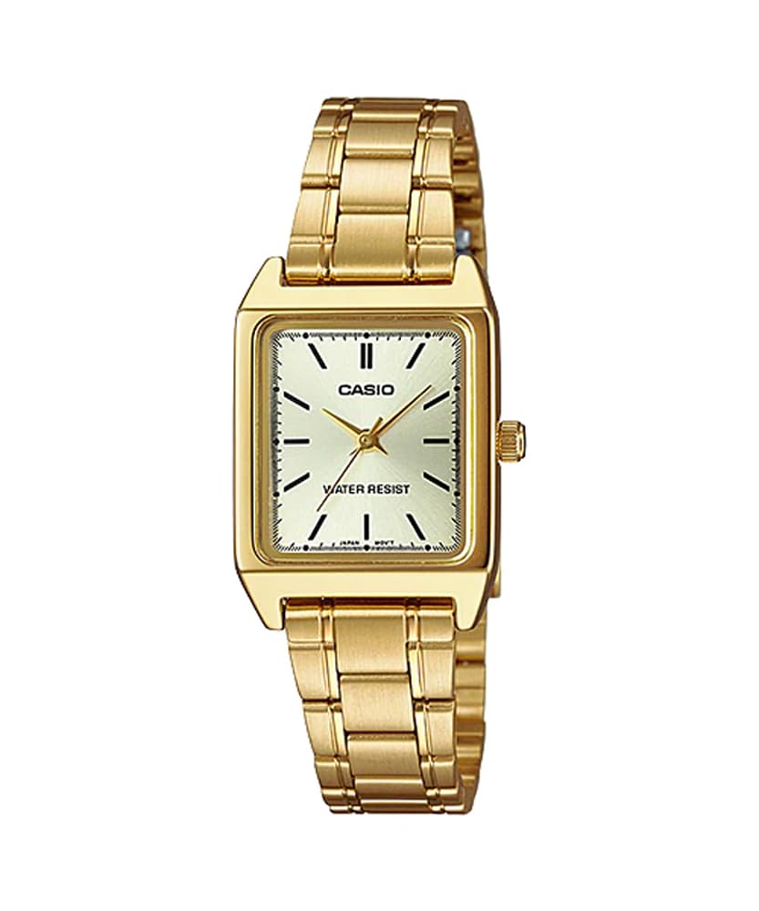 Casio LTP-V007G-9E Reloj de Mujer Rectangular Tono Dorado Acero Inoxidable Índice Dorado Reloj de Vestir