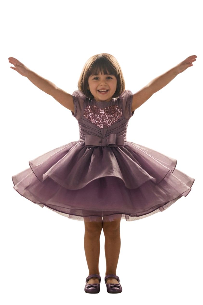 soulshine Girls Elegant Western Frock with Ultra-Soft 100% Cotton Inner Comfort Lining - Premium Princess Birthday Midi Dress for Kids-image-4
