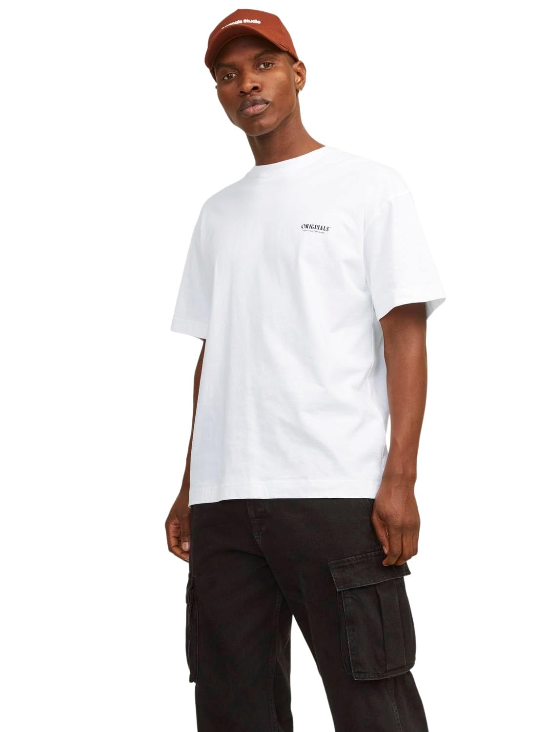 JACK & JONES Male T-Shirt Printed Crew Neck T-Shirt, Bright White, M