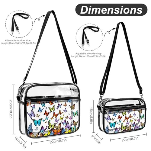 Butterfly Clear crossbody Bag Stadium Approved - Adjustable Shoulder Strap Clear Bag for Concerts Sports Events3