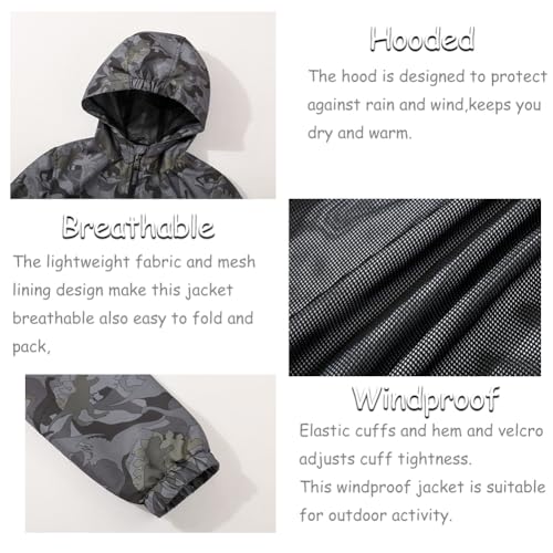 Image of SNOW DREAMS Boys Waterproof Rain Jacket Windbreaker Lightweight Coat Kids Raincoat Outerwear