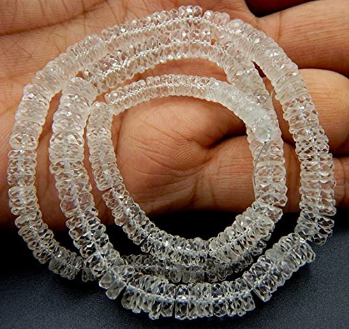 Quartz de glace perles pneu 8x4mm roue facettée rang 9.5 pouces minéraux
