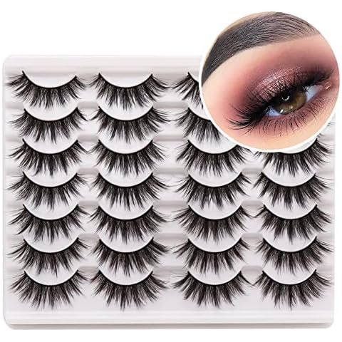 Losha Eyelashes Natural Look Faux Mink Lashes Pack Handmade Fluffy False Eyelashes 14 Pairs Cat Eye Lashes (54) Cover