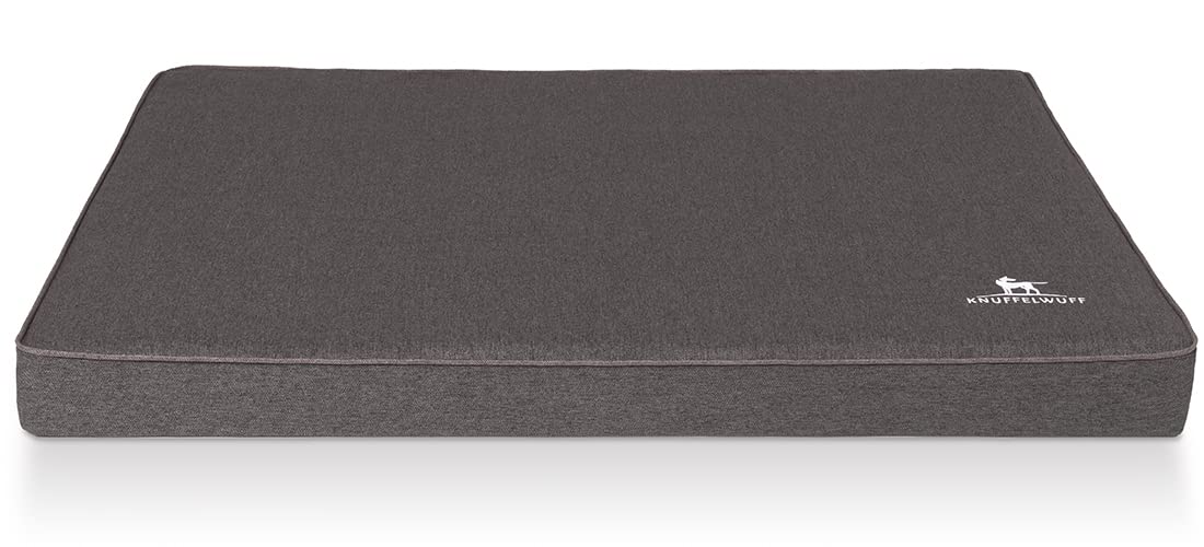 Knuffelwuff Orthopädische Hundematte Nantucket aus Velours mit Handwebcharakter XL 100 x 70cm Anthrazit - Abnehmbarer Bezug - waschbar - für große, mittelgroße und kleine Hunde