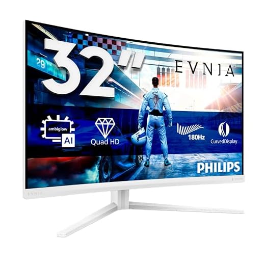 Philips Evnia 32M2C5501-32 Zoll Quad HD Curved Gaming Monitor, 180 Hz, 1 ms, FreeSync Premium, HDR10, Ambiglow (2560x1440, 2X HDMI 2.0, 1x DisplayPort 1.4) Weiss