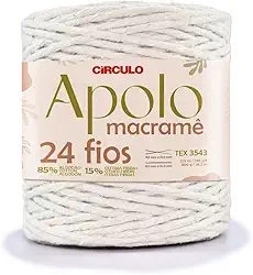 Barbante Apolo Macramê 600g Círculo – Ideal para Macramê, Crochê e Artesanato em Geral (8001-Branco)