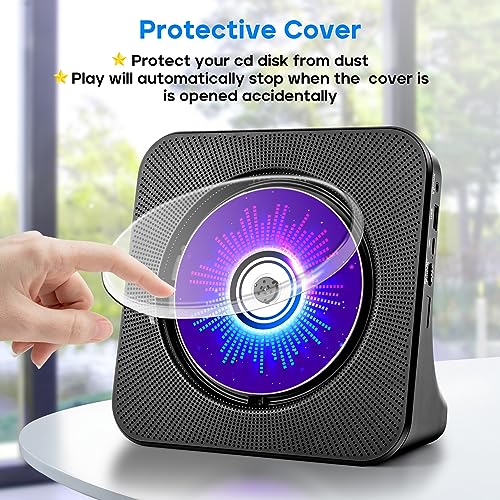 Image of ROADOM Portable CD Player with Bluetooth, Hi-Fi Speakers & FM Radio | Bluetooth transmitter & receiver, kpop compact CD player for kids & seniors, Hi-Fi stereo, sleep timer, USB /AUX, 5 CD formats