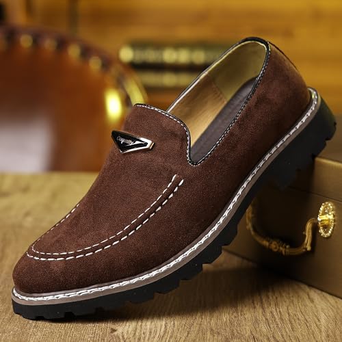 Image of Coramtty Men's Dress Loafers Classic Comfort Vintage Suede Slip On Business Work Driving Walking Casual Shoes
