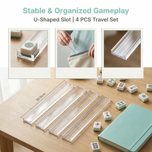 4 soportes mini para fichas de Mahjong, portátil miniatura 3