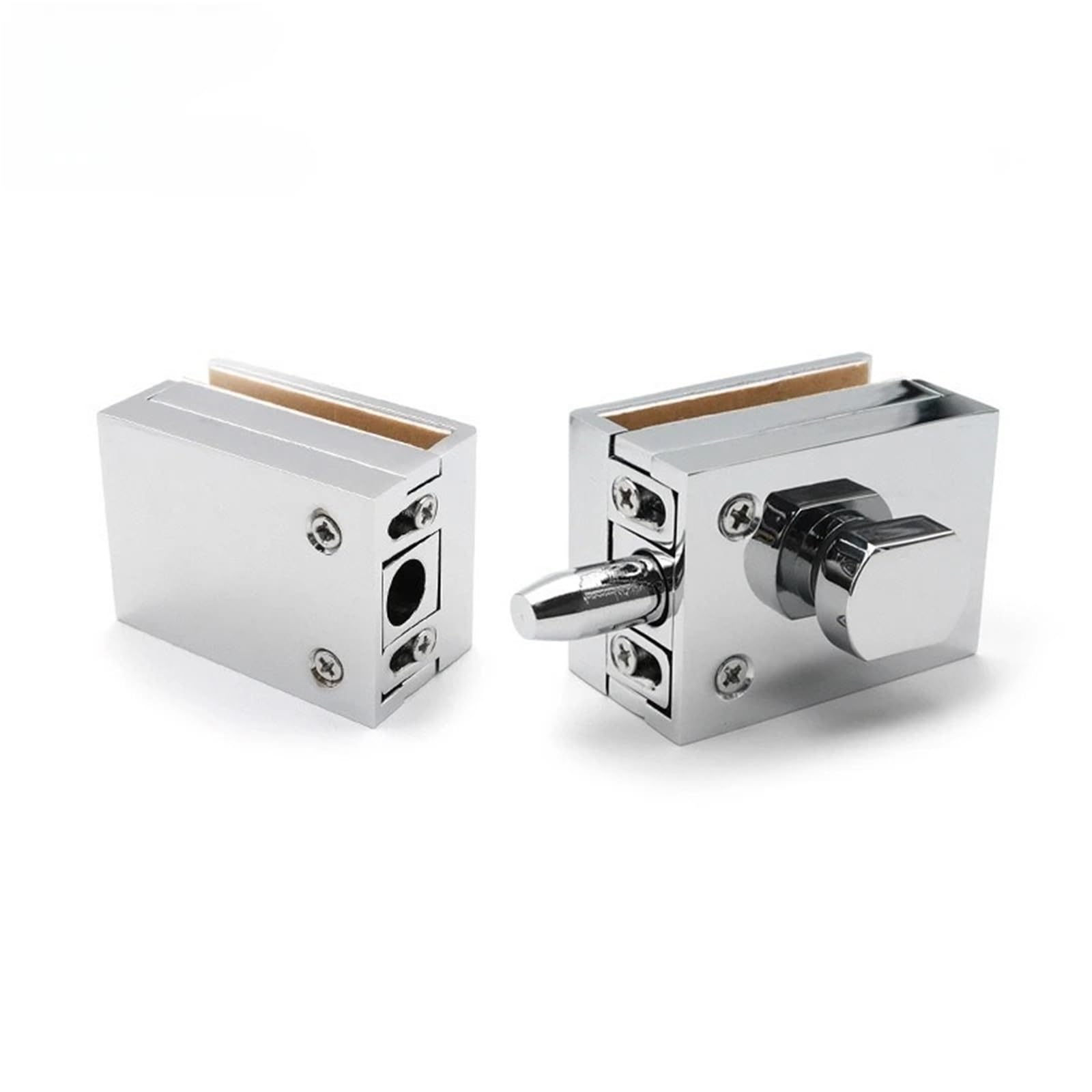 Pestillos de cerradura for puerta de baño, de vidrio, sin perforaciones, de 8 a 12 mm, 1 unidad(Mirror double)
