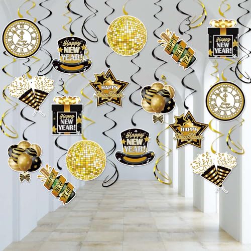 Image of Happy New Year Decor - 24 Pcs Happy New Year Hanging Swirls Decorations 2026 New Years Eve Party Supplies