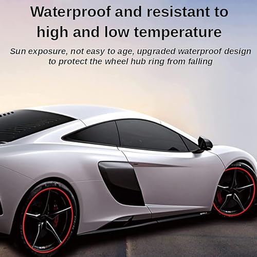 LenTLy 16-20" Car Rims Edge Trim Protector Wheel Protection Ring, Alloy Wheel Edge Ring Rim Protectors Tyres Tire Guard Set of 4, Anti-Scratch Car Refit Trims Kit(Size:16 inch,Color:Red)