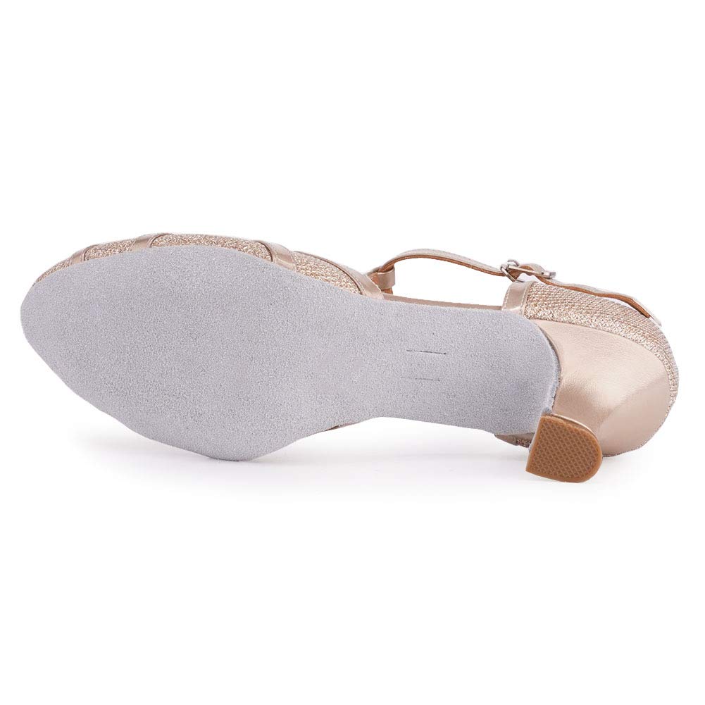HROYL Chaussures de Danse Latine Femme Salsa Bachata Paillettes Bout Fermé Chaussures Danse Tango de Salon 070-512